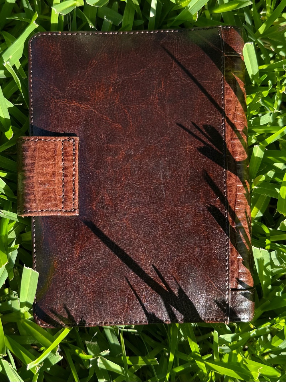 Brown Croc-Embossed 6 ring agenda planner binder Wallet with silver Heart Concho - Picture 5 of 17